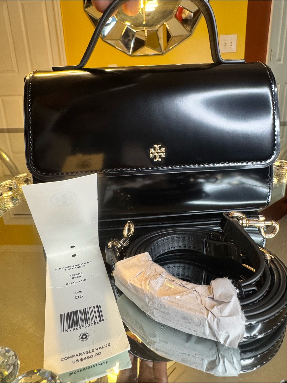 Tory Burch Black Patent Leather Top-Handle Crossbody